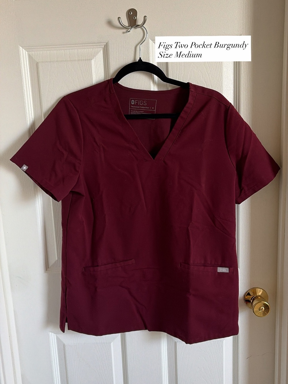 FIGS Women's Casma Scrub Top in Burgundy